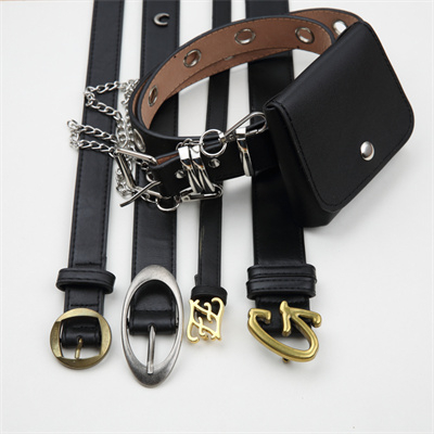 Costom Zinc Alloy Pin Buckle Leather Black Belt for Men