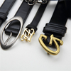 Costom Zinc Alloy Pin Buckle Leather Black Belt for Men